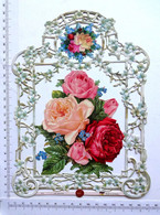 GRAND DECOUPI  GAUFRE....... H 23 Cm.  ..IMPRIME DOUBLE FACE....ROSES - Flores