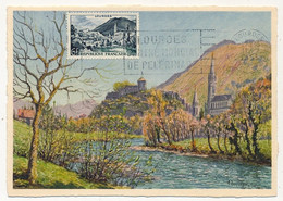 FRANCE - Carte Maximum - 6F Lourdes - OMEC Concordante (frappe Faible) 1955 - 1950-1959