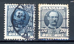 Danemark   Y&T    57 - 57a    Mi   55a - 55b   Obl   ---    Les Deux Nuances...  ---   Excellent état. - Used Stamps