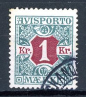 Danemark   Y&T    Journaux   8    Mi   8   Verrechnungsmarken   Obl   ---    Excellent état - Revenue Stamps