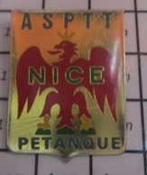 414c Pin's Pins / Beau Et Rare / SPORTS / AIGLE ROUGE ASPTT NICE PETANQUE - Boule/Pétanque