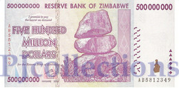 ZIMBABWE 500 MILLION DOLLARS 2008 PICK 82 UNC - Zimbabwe