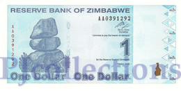 ZIMBABWE 1 DOLLAR 2009 PICK 92 UNC PREFIX "AA" - Zimbabwe