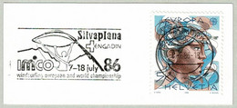 Schweiz / Helvetia 1986, Flaggenstempel Windsurfing Silvaplana St. Moritz - Parachutisme