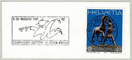 Schweiz / Helvetia 1991, Flaggenstempel Delta-Fliegen / Delta Plano Bellinzona - Paracadutismo