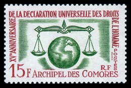 Comoros, Comores, 1963, Human Rights Declaration, 15th Anniversary, United Nations, MNH, Michel 54 - Nuevos