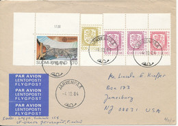 Finland Cover Sent Air Mail To USA Järvenpää 4-10-1984 EUROPA CEPT And Lion Type Stamps - Storia Postale