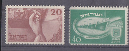 ISRAEL   Y & T 29-30  INDEPENDANCE BATEAU  1950 NEUFS AVEC CHARNIERES - Neufs (sans Tabs)