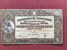SUISSE Billet De 5 Francs Du 22 Février 1951 Bel état - Switzerland