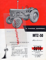 78-ACHERES-PARIS-TRAKTOROEXPORT MOSCOU-RARE PROSPECTUS PUBLICITE TRACTEUR SOVIETIQUE MTZ 50-AVTO AGRICULTURE - Landwirtschaft