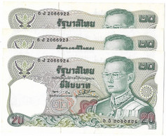 THAILAND  RAMA IX  ,20 BAHT 1981 ,#88 Statue TAKSIN ,lot De 3 Billets Neuf - Thailand