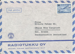 Finland Air Mail Cover Sent To Germany 21-4-1959 ?? Single Franked Overprinted Stamp - Covers & Documents