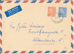 Finland Air Mail Cover Sent To Denmark 17-8-1976 With Lion Type Stamps (a Letter Inside The Cover) - Cartas & Documentos