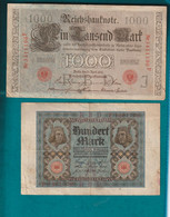 2 BILLETS  ALLEMANDS  BERLIN 1920 /  100  ET  1000 MARKS - 1000 Mark