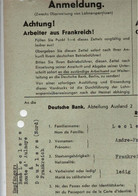 ! 2.Weltkrieg, 1942 Formular Für Fremdarbeiter Aus Frankreich, An Deutsche Bank, Lohnüberweisung N. Dourlers - Historische Documenten
