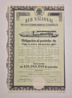SPAIN-Red Nacional De Los Ferrocarriles Españoles-Obligación Al Portador De 1000 Pesetas Nº 213640 -1º De Enero De 1948 - Transports