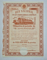 SPAIN -Red Nacional De Los Ferrocarriles Españoles-Obligación Al Portador De 5000 Pesetas Nº 000015 - 1ºde Abril De 1952 - Transporte