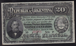 BILLETE DE ARGENTINA DE 20 CENTAVOS DEL AÑO 1891 SIN CIRCULAR (UNC) (BANKNOTE) - Argentine