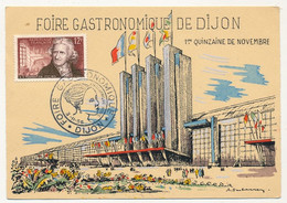 FRANCE - 2 Cartes Cachet Temporaire "Foire Gastronomique De Dijon 3/11/1956" - Commemorative Postmarks