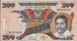 BILLETE DE TANZANIA DE 200 SHILINGI DEL AÑO 1992 (BANKNOTE) PESCADORES - Tanzanie