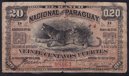 BILLETE DE PARAGUAY DE 20 CENTAVOS DEL AÑO 1883  (BANKNOTE) MUY RARO - Paraguay