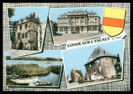 * Cpsm - CONDE SUR L'ESCAUT - Multivues - Chateau Mairie Arsenal Etang - Lu 3 - Edit. COMBIER - CIM - Conde Sur Escaut