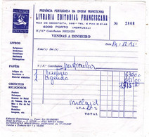 PORTUGAL - Invoice 1995 - Livraria Editorial Franciscana - Portugal