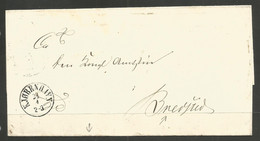 DENMARK / SCHLESWIG HOLSTEIN. 1860. FOLDED COVER. KOPENHAGEN TO BREDSTED. MILITARY SEAL FOR ARTILLERY REGIMENT. - Storia Postale