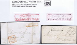 Ireland Offaly Uniform Penny Post Boxed PAID AT/TULLAMORE In Red 1840 And In Black 1844 On Front Or Cover - Voorfilatelie