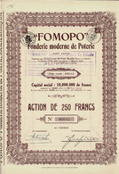 Titre De 1929 - FOMOPO - Fonderie Moderne De Poterie - Industrie