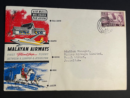 (1 P 9) Malaysia FDC - 1 Cover - 1963 - Malayan Airways 1st Flight From Kuala Lumpur To Jesselton (Sarawak Stamp) - FDC