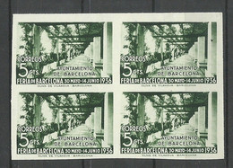 SPAIN Spanien Espana 1936 Ayuntamiento De Barcelona Michel 15 Imperforated As 4-block (*) Mint No Gum - Barcelona