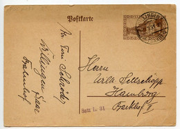 Saar 1931 40c. Saarlouis Fortifications Postal Card; Dillingen To Hamburg - Postal Stationery