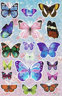 Schmetterling Insekten Tiere Aufkleber / Butterfly Sticker A4 1 Bogen 27 X 18 Cm ST045 - Scrapbooking