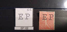 FRANCE TIMBRE EP 122 INDICE 6  SUR 199 PERFORE PERFORES PERFIN PERFINS PERFORATION PERCE  LOCHUNG - Used Stamps