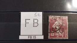 FRANCE  TIMBRE FB 15 INDICE 5   SUR 189 PERFORE PERFORES PERFIN PERFINS PERFORATION   LOCHUNG - Usati