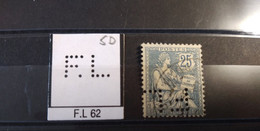 FRANCE FL62 TIMBRE F.L 62 INDICE 5  SUR 114 PERFORE PERFORES PERFIN PERFINS PERFORATION   LOCHUNG - Oblitérés