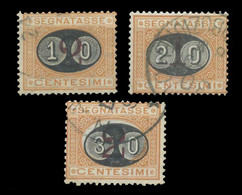 REGNO 1890-91 Segnatasse Mascherine 10 20 30 C. Serie Completa 3v. Annullati - Taxe