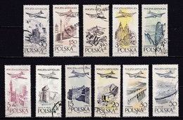 PL307 – POLAND – AIRMAIL – 1957-58 – PLANES OVER CITIES – SC # C41/51 USED 12 € - Usati