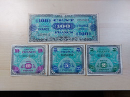 LOT DE 4 BILLETES SERIE 1944 (1OO FRCS N°5. 10 FRCS SANS N°. 5 FRCS SANS N° 2 FRCS SANS N°) - Non Classés