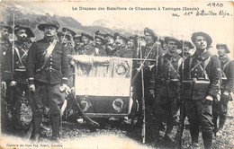 73-TANINGES- LE DRAPEAU DES BATAILLONS DE CHASSEUR A TANINGES - 1910 AU 11 Eme BATAILLON ALPIN - Taninges