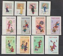 NORD VIETNAM - 1962/1972 - NON DENTELES / IMPERF. ! - 2 SERIES COMPLETES DANSES POPULAIRES - Viêt-Nam