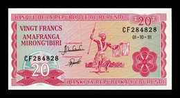 Burundi 20 Francs 1991 Pick 27c Sc Unc - Burundi