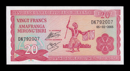 Burundi 20 Francs 2005 Pick 27d Sc Unc - Burundi