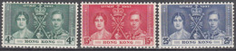 HONG KONG  SCOTT NO 151-53  MINT HINGED  YEAR  1937 - Neufs
