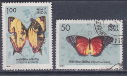Inde N° 682 + 683 O  Papillons, Les 2 Valeurs  Oblitérées, TB - Gebruikt