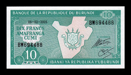 Burundi 10 Francs 2005 Pick 33e Sc Unc - Burundi