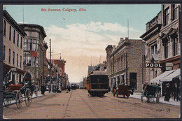 SUPERB CARD CANADA * CALGARY - 8th AVENUE - ALTA * With TRAM - HORSE DRAWN CARIAGE - POOLHOUSE And OLDTIMERS - RARE - Altri & Non Classificati