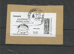 MON TIMBRE EN LIGNE LETTRE VERTE OBLITERE SUR FRAGMENT.THEME GASTRONOMIE LA FONDUE SAVOYARDE - Printable Stamps (Montimbrenligne)
