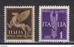 R.S.I.:  1944  P.A. ALLEGORIE  -  2  VAL. N.  -  SASS. 118 + 121 - Correo Aéreo